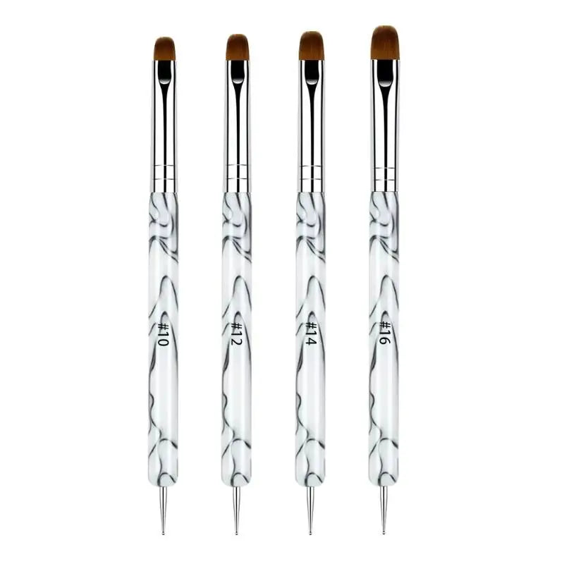 French Dual End Beginner High Quality Painting Manicure Tool Acrylic Drawing Nail Art Brush Nail Art Rhinestone Gel Dotting Pen Peaceful Pleasures Health and Wellness 4 White