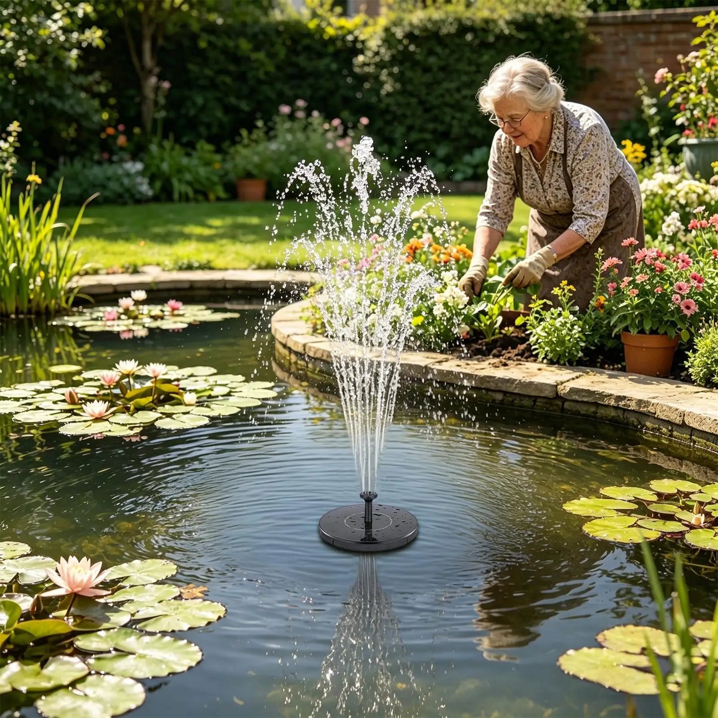 Solar Fountain Pump with 6 Nozzles Outdoor Pond Water Aerator Solar Powered Water Feature for Garden Patio Backyard Lawn Pool Peaceful Pleasures Health and Wellness