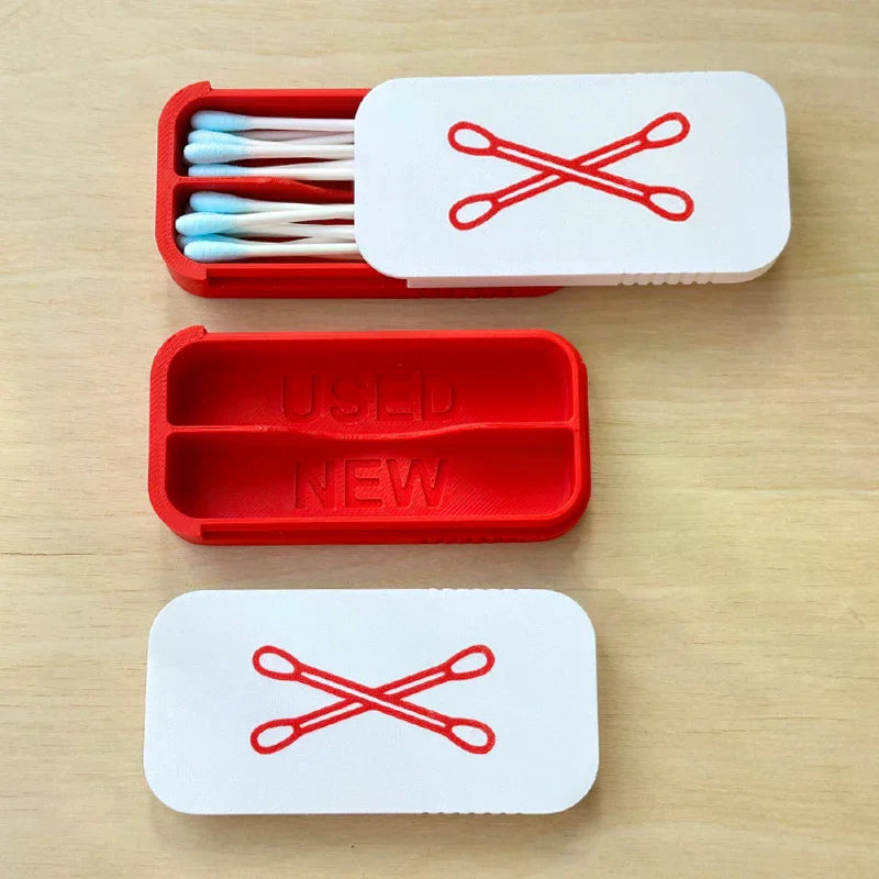 Mini Sliding Cotton Swab Storage Box – Dustproof Travel Case Swab Storage Case Peaceful Pleasures Health and Wellness