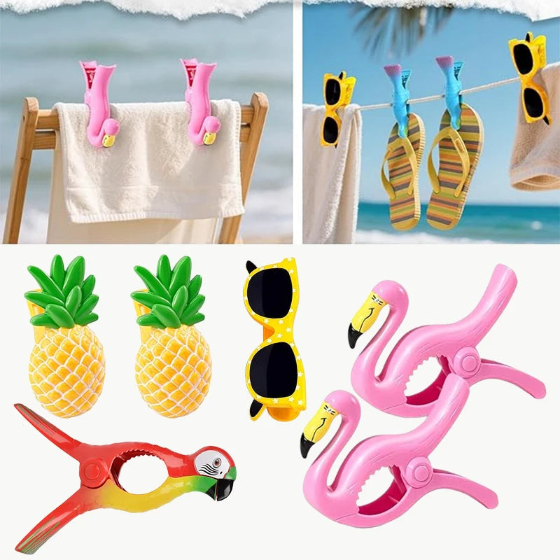 Large Beach Towel Clips for Chairs – Durable Plastic Pegs