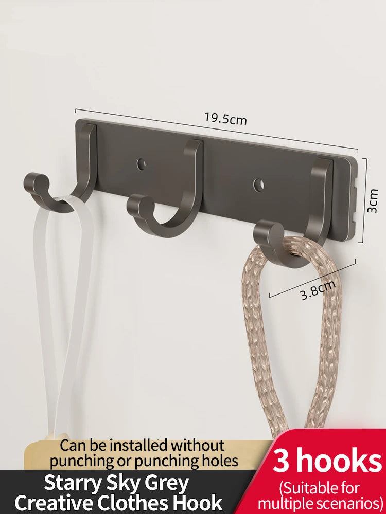 6-Hook Space Aluminum Wall Rack – Kitchen & Bathroom Organizer