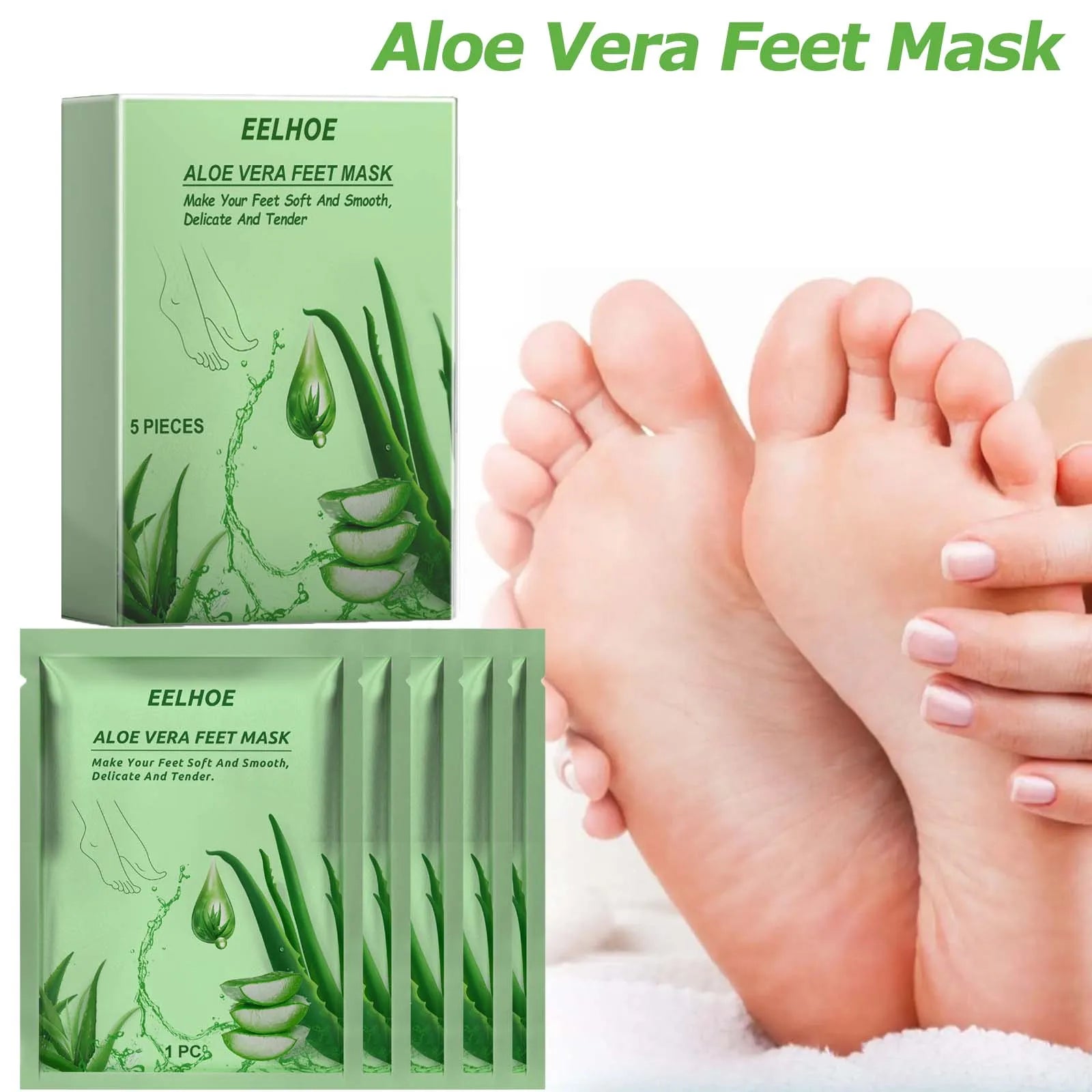 Aloe Vera Foot Mask – Moisturizing & Exfoliating (5 Pack) Peaceful Pleasures Health and Wellness
