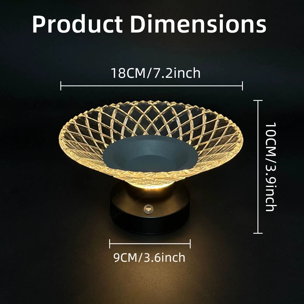 New Arrival LED Night Light Plate Living Room Table Household Basket Exquisite Plate High-End Candy Dried Snacks Storage Lamp Peaceful Pleasures Health and Wellness