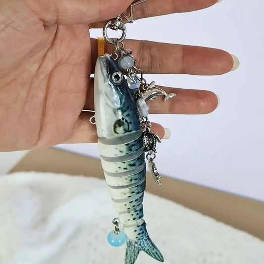 Multi-Jointed Simulation Fish Keychain – Backpack Pendant Gift Novelty Keychain Oasis Select