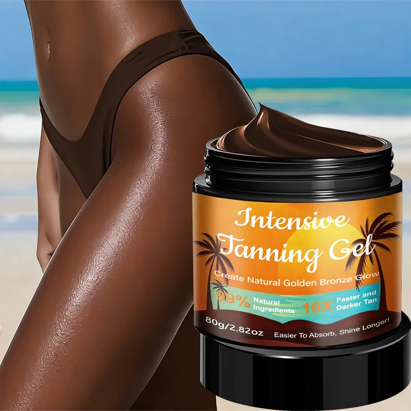 Yuitikue Intensive Tanning Gel, 80g 10X Faster Darker Tan Gel for Natural Golden Bronze Glow, 99% Natural Ingredients Peaceful Pleasures Health and Wellness