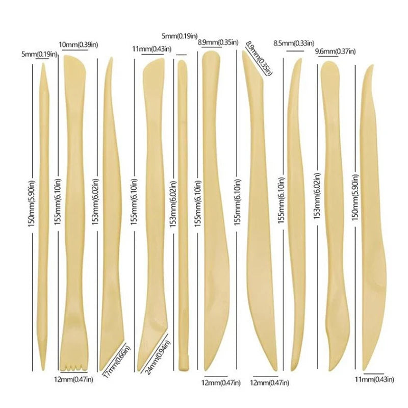 10 Pcs Clay Sculpture Tool Set Carving Diy Wooden /Plastic Pottery Knife Tools For Lovers Ceramice Art Craft Shaping Clay Strip Peaceful Pleasures Health and Wellness