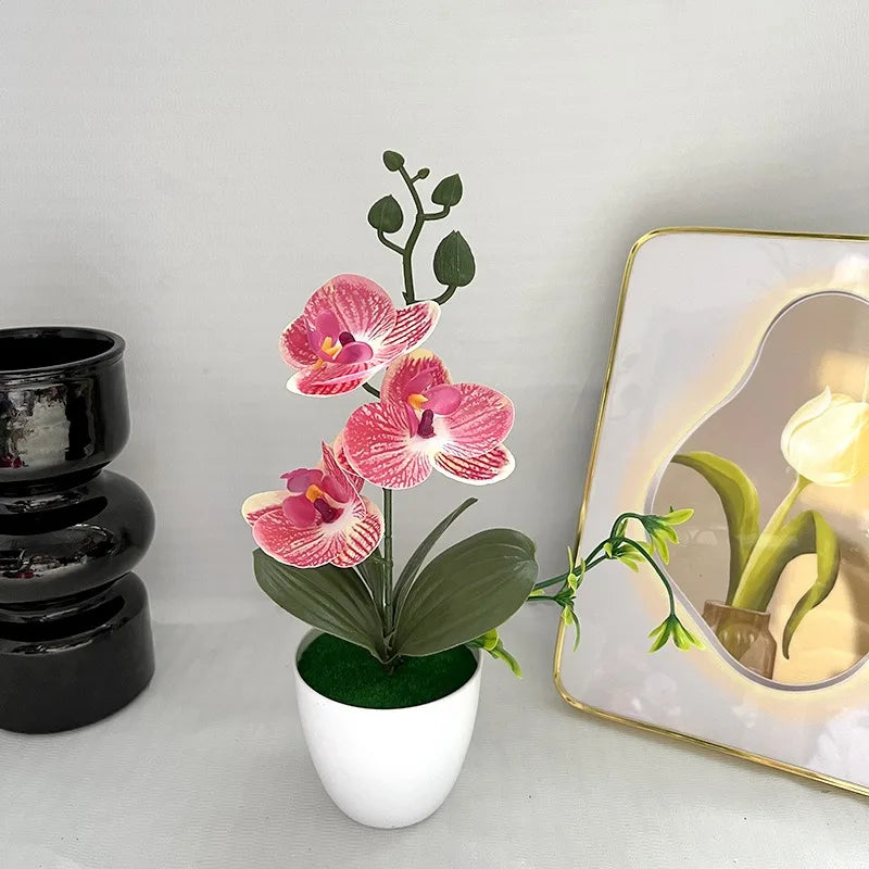 Silk Butterfly Orchid Artificial Plant | Desktop Potted Decor