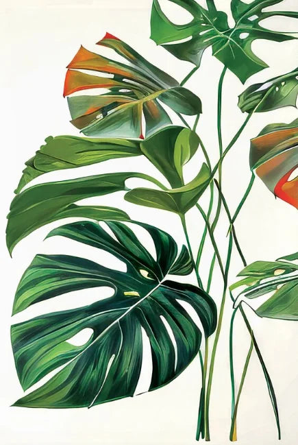 Tropical Plants Green Plants Golden Petals Aesthetic Posters Prints Modern Home Minimalist Style Decorative Art Canvas Painting Peaceful Pleasures Health and Wellness us1 1 55x75cm
