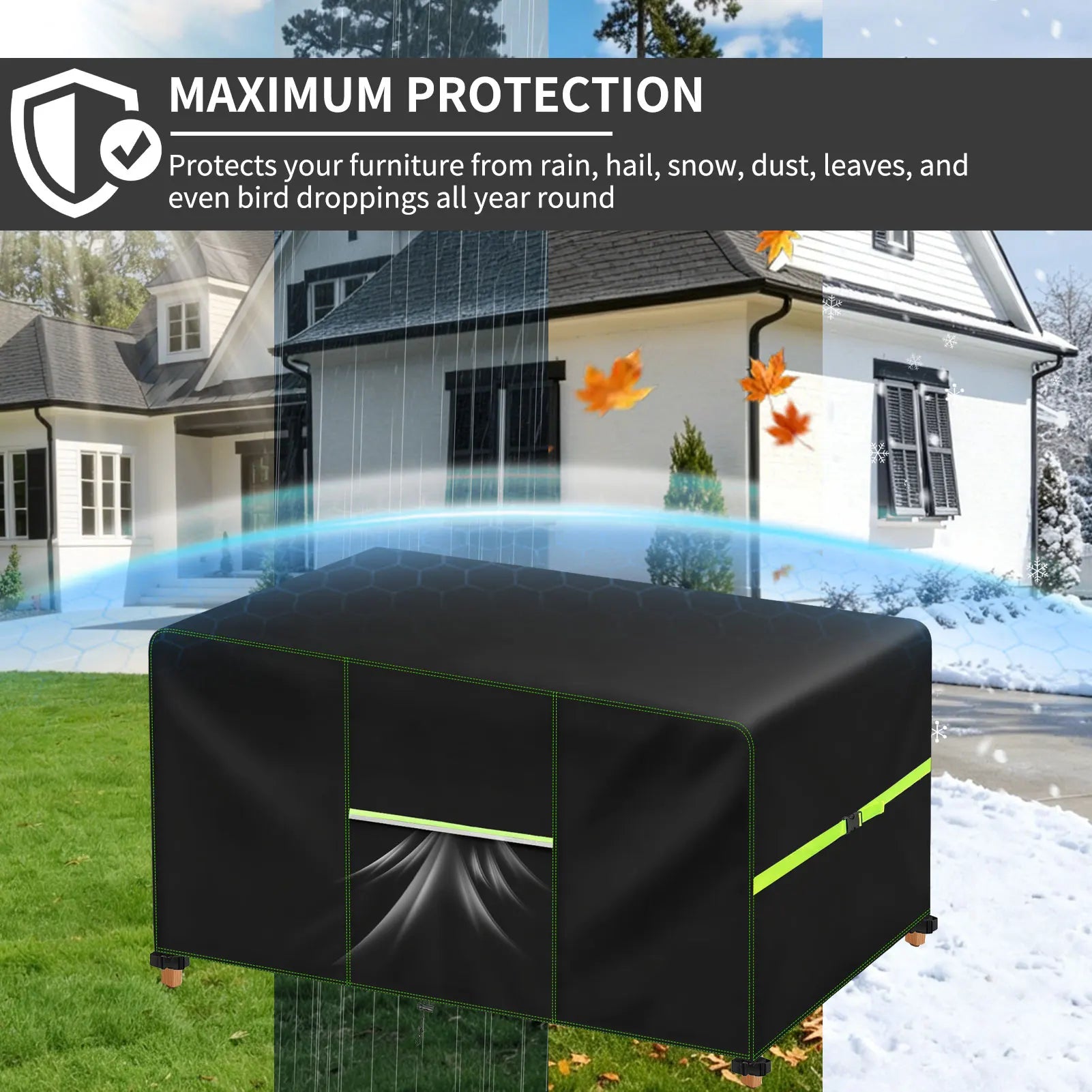 Outdoor Furniture Dust Cover Waterproof Oxford Cloth Black Silver Garden Sofa Covers Courtyard Patio Table Chair Protection Peaceful Pleasures Health and Wellness