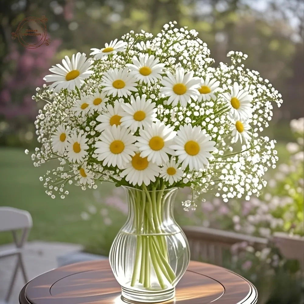 30pcs Artificial Chamomile & Gypsophila Bouquet | Wedding Decor