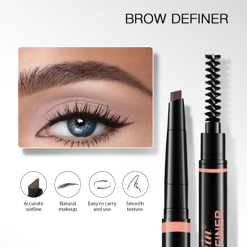 Lakerain Eyebrow Pencil Automatic Rotating Double Head Long Lasting Natural Waterproof 3 Color Triangle Eyebrow Pen Make Up Peaceful Pleasures Health and Wellness