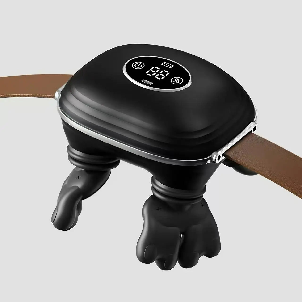LCD Display Neck Shoulder Massager Simulated Hand Kneading Cervical Spine Massager Relax Trapezius Muscle Full Body Massage Peaceful Pleasures Health and Wellness Black
