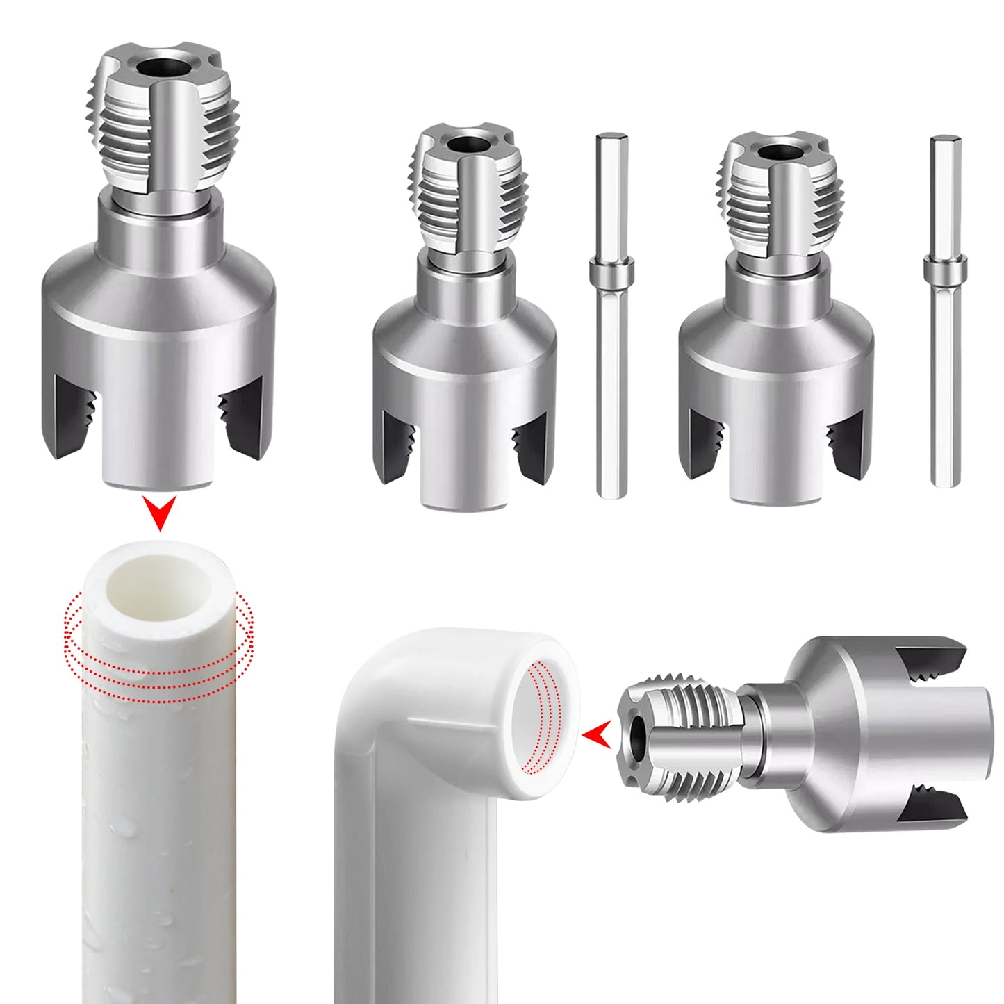PVC Pipe Thread Cutting Tool 1/2in 3/4in 1in Dual-Function PPR Water Pipe Opener Tap for Plumbing Projects and Home Repairs Peaceful Pleasures Health and Wellness