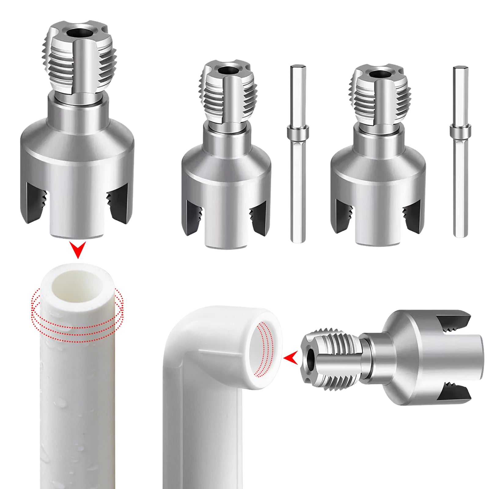 PVC Pipe Thread Cutting Tool 1/2in 3/4in 1in Dual-Function PPR Water Pipe Opener Tap for Plumbing Projects and Home Repairs Peaceful Pleasures Health and Wellness