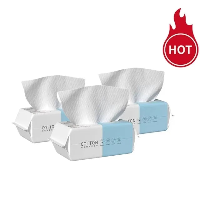 Disposable Cotton Face Towels 50ct – Soft Dry Wipes for Skincare