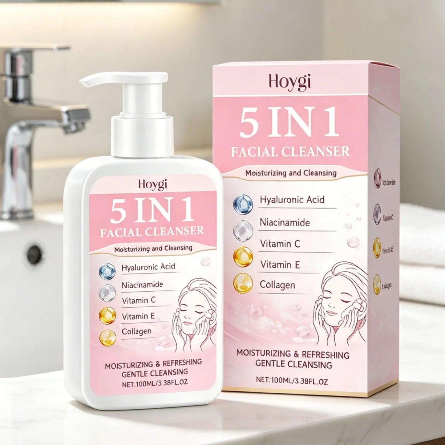 Hoygi 5-in-1 Facial Cleanser – Oil Control & Brightening Foam