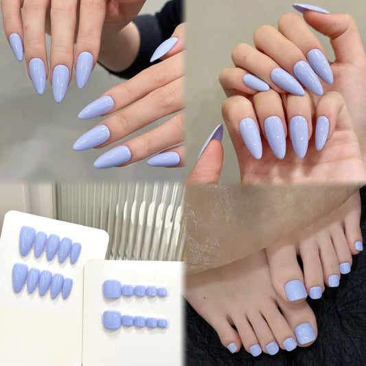 10pcs Handmade Pure Color Press on Nails Summer Purple Color False Toenails Wearable Full Cover Korean False Toe Nail Patches Peaceful Pleasures Health and Wellness