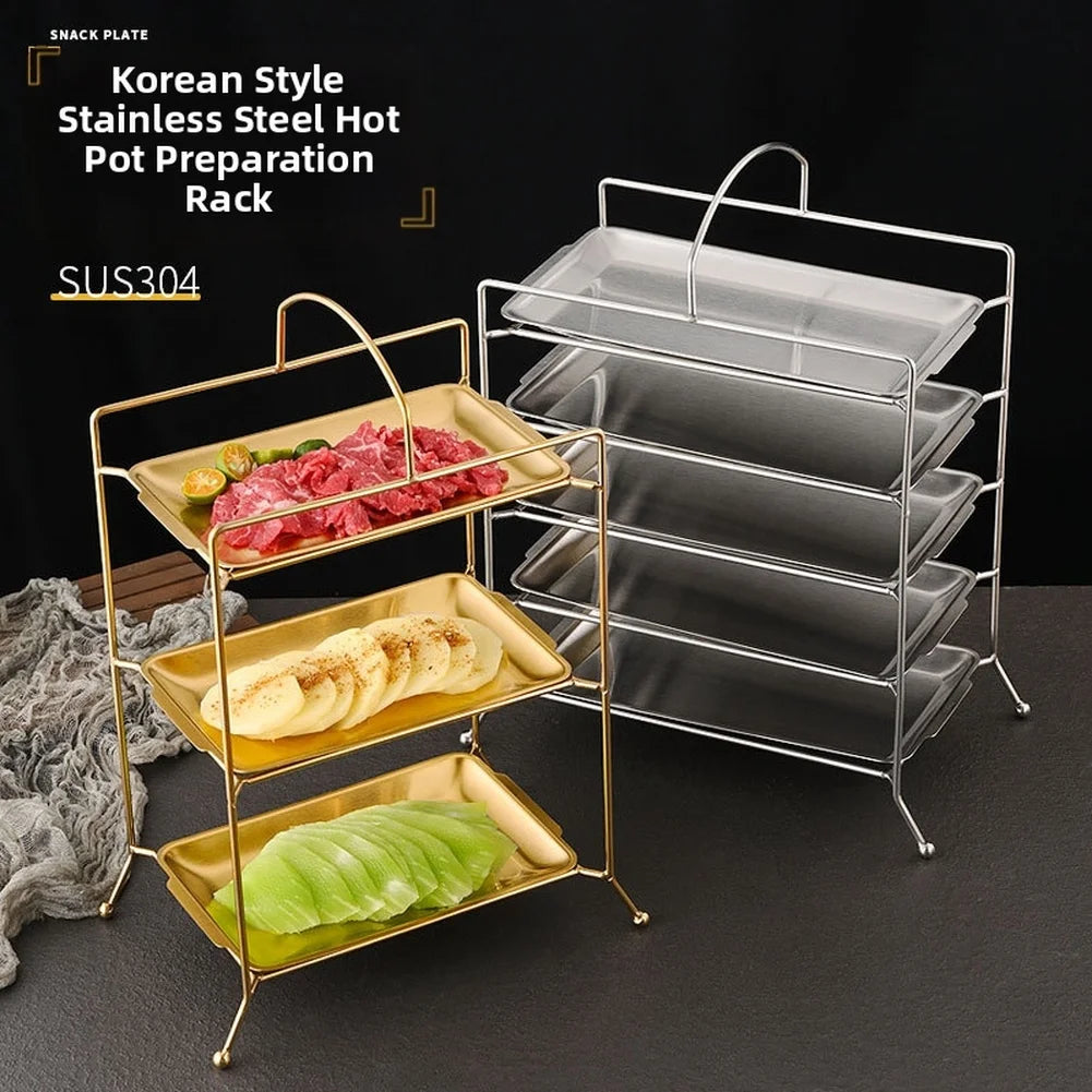 304 Stainless Steel Rectangular Barbecue Rack Portable Design