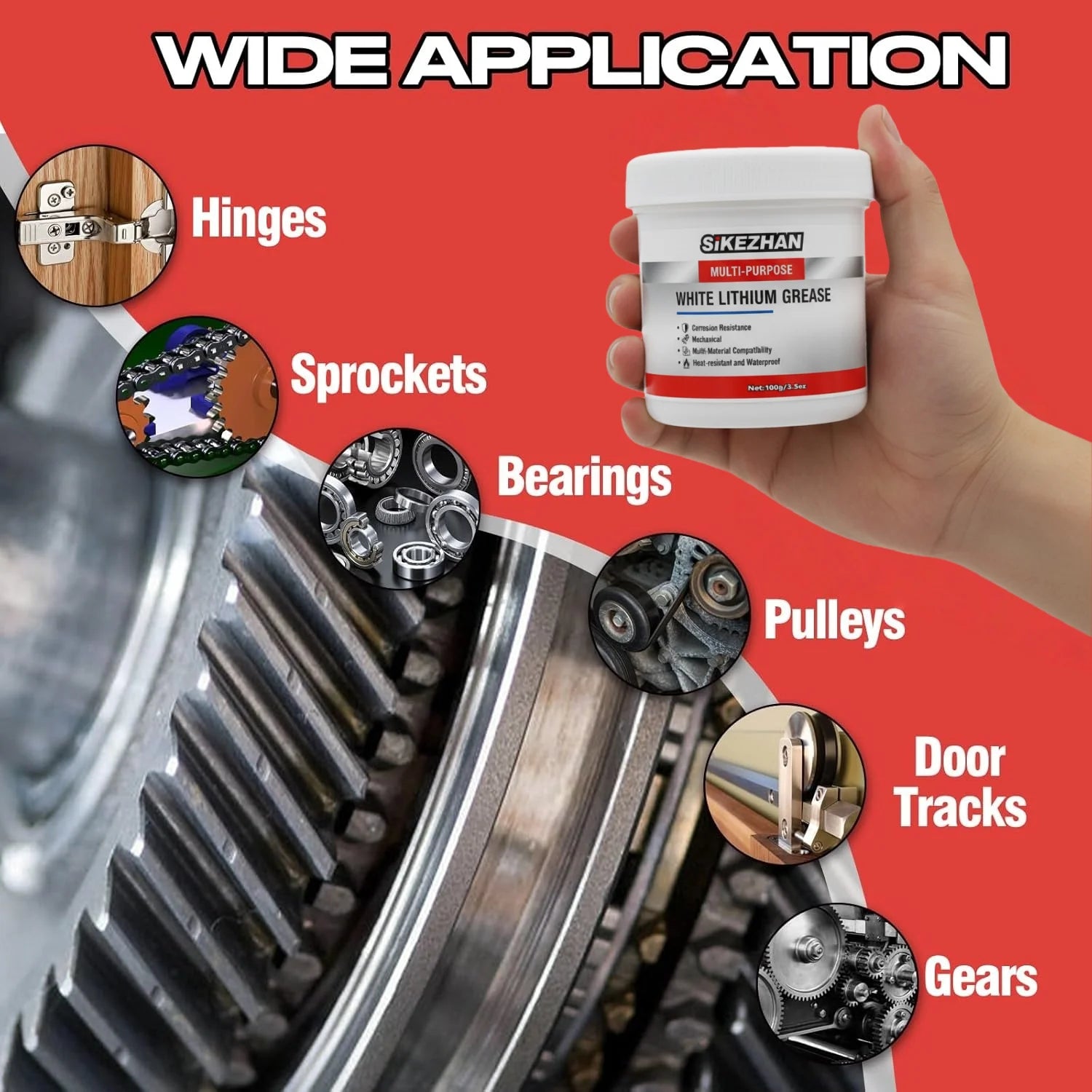 White Lithium Grease 3.5oz with Brush, Multi-Purpose Lubricant for Auto, Hinges & Gears, Waterproof Heat-Resistant Peaceful Pleasures Health and Wellness