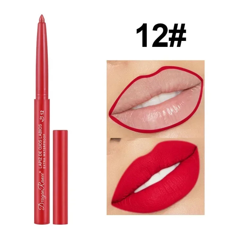 12-Color Waterproof Matte Lip Liner Pencil Set – Long-Lasting