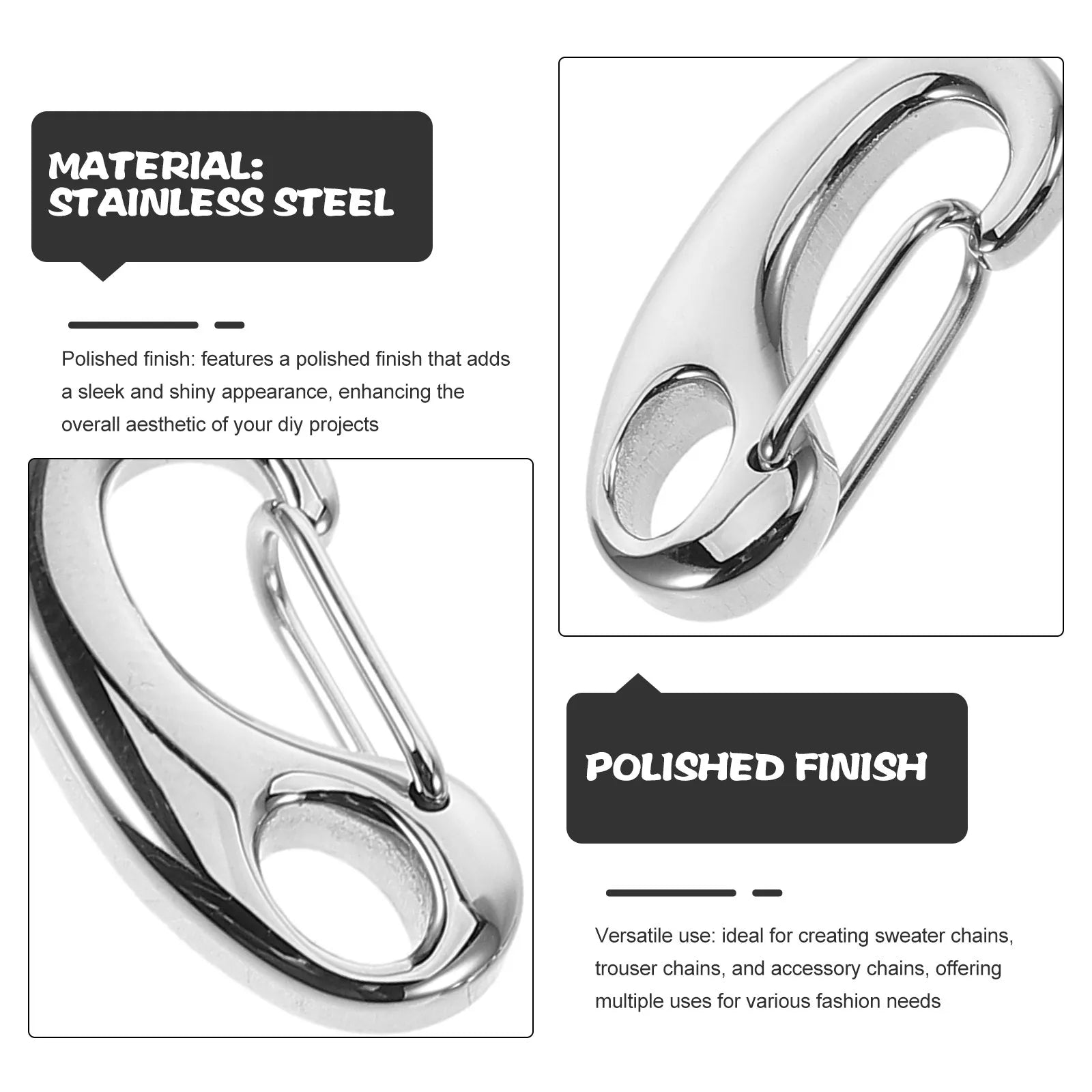 2Pcs Lobster Clasps Stainless Steel Polished D Ring Lobster Snap Hooks DIY Keychain Sweater Chains Accessories Peaceful Pleasures Health and Wellness