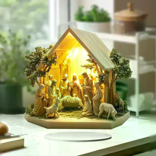 Acrylic Jesus Tree of Life Family Statue Desktop Ornament Desktop Ornament Peaceful Pleasures Health and Wellness