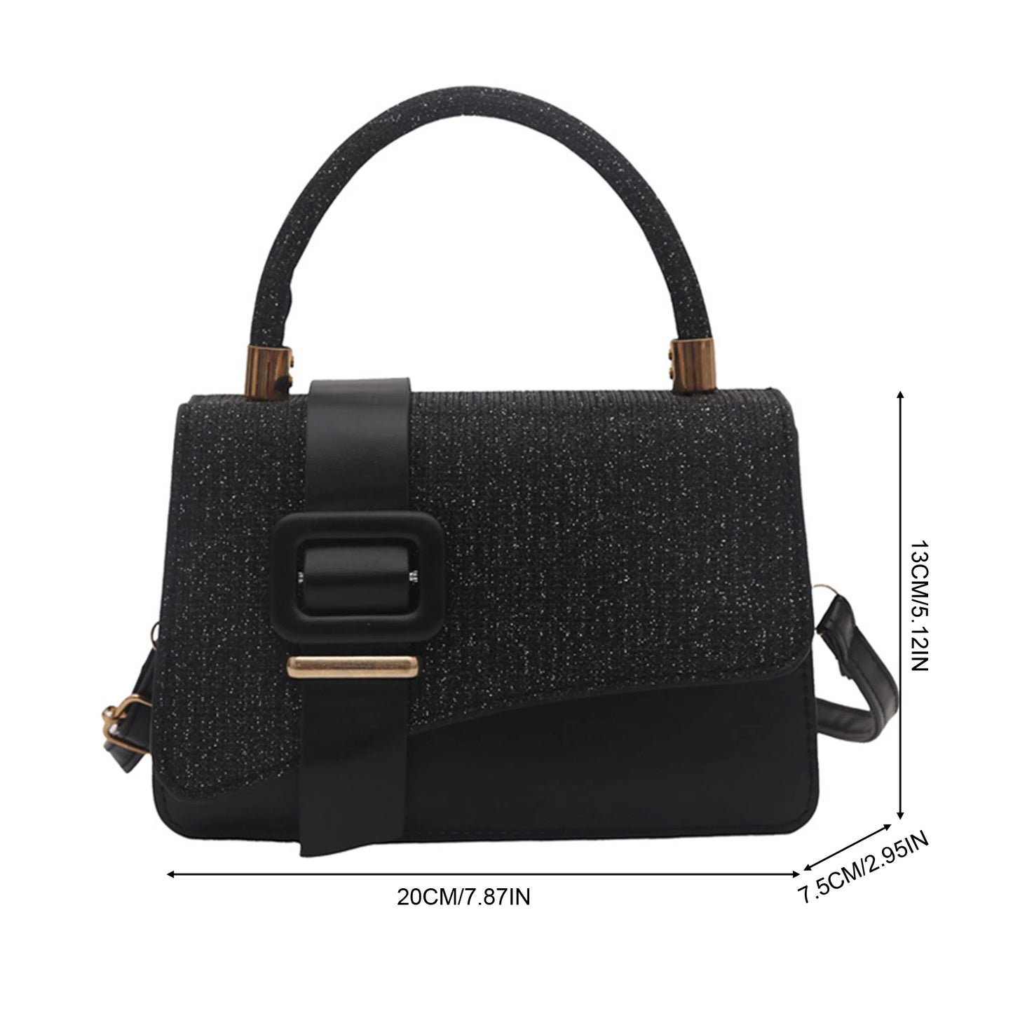 Women PU Leather Shoulder Bag Glossy Solid Color Tote Crossbody Bag With Adjustable Chain Peaceful Pleasures Health and Wellness