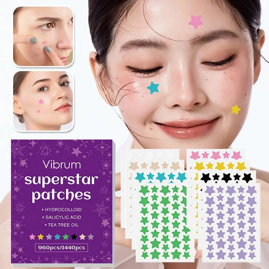 Colorful Star Hydrocolloid Pimple Patches | 960–1440 Pcs Hydrocolloid Pimple Patches Peaceful Pleasures Health and Wellness
