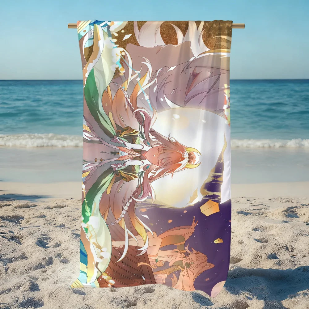 Genshin Impact Zibai Quick-Dry Beach Towel | Soft Microfiber