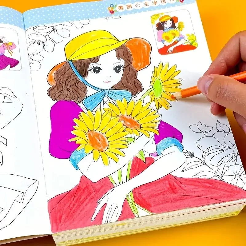 6 Books Coloring Book Featuring Beautiful Princesses Designed Girls