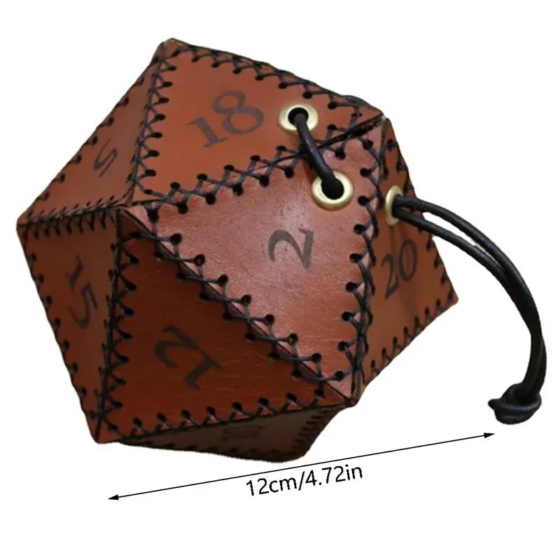 AD30 PU Leather Portable Drawstring Dice Bag D20 Polyhedral Dice Pouch for DND Dice Games Brown Peaceful Pleasures Health and Wellness