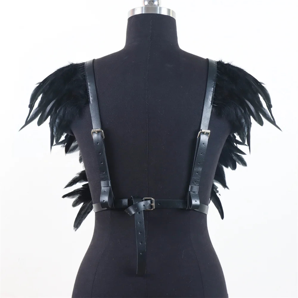 Gothic Medieval Halloween Feather Shawl Shrugs Bolero Shoulder Wrap