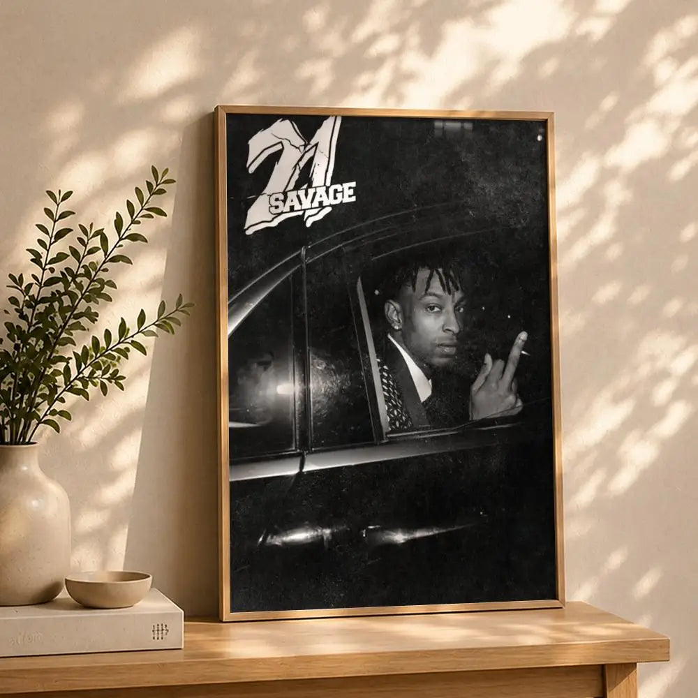 21 Savage HD Rapper Poster | Self-Adhesive Waterproof Wall Art Rapper Wall Poster Peaceful Pleasures Health and Wellness White5 21X30cmNoframe