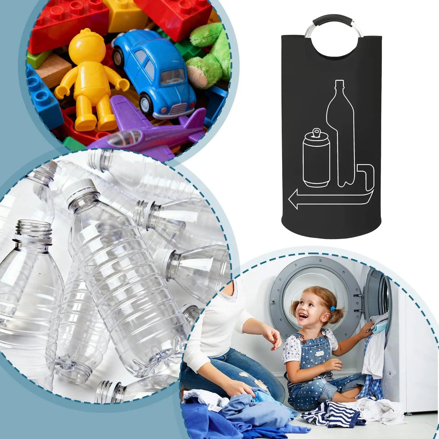 115L Folding Recycling Bin | Large Bottle Storage Basket
