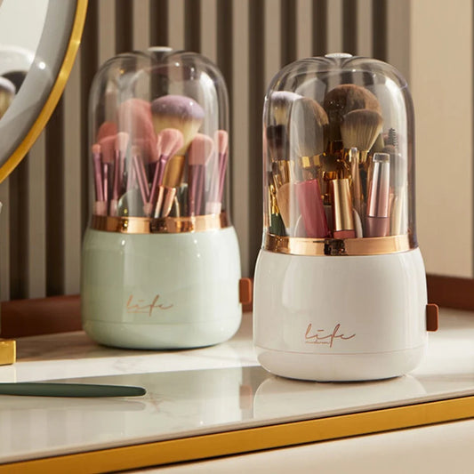 360° Rotating Clear Makeup Organizer & Brush Holder Makeup Organizer Peaceful Pleasures Health and Wellness