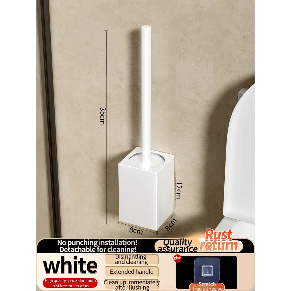 No-Drill Bathroom Toilet Shelf & Brush Holder | Aluminum