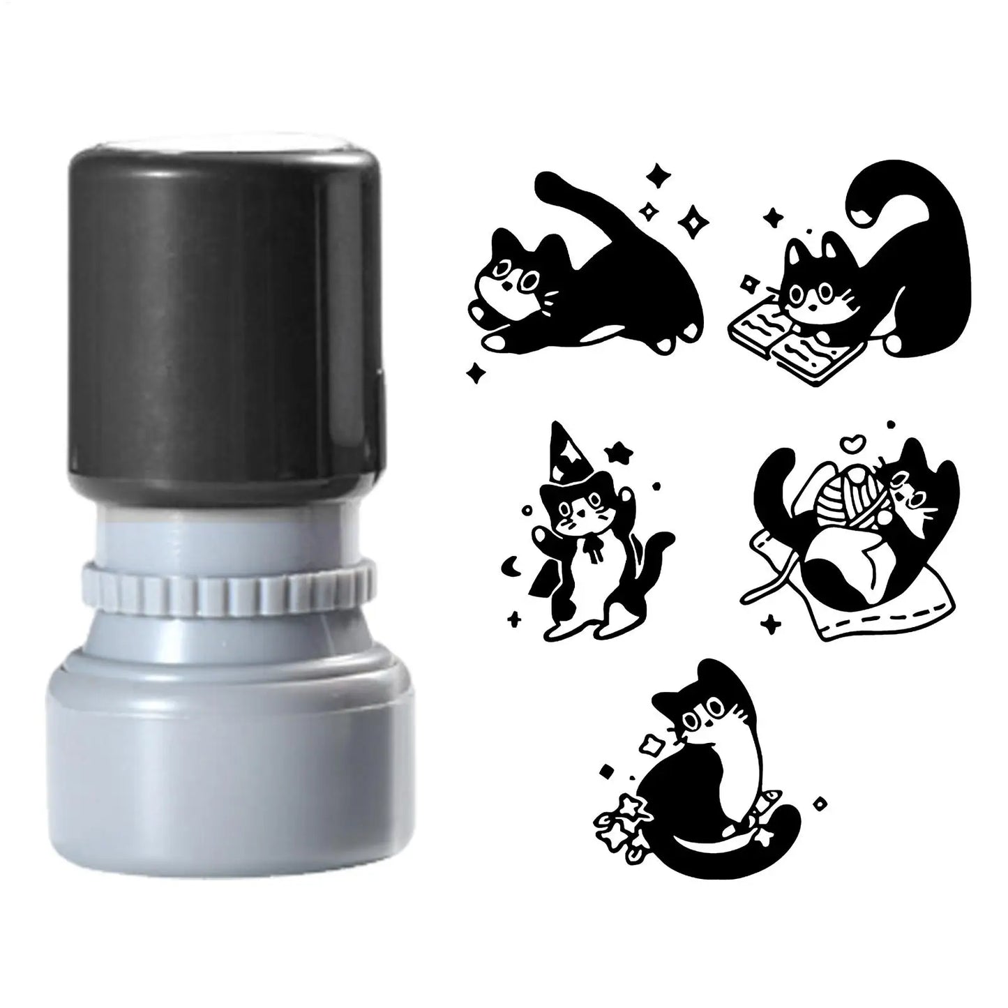 Cat Rubber Stamp – Cute Black Ink DIY Craft Stamp for Journals