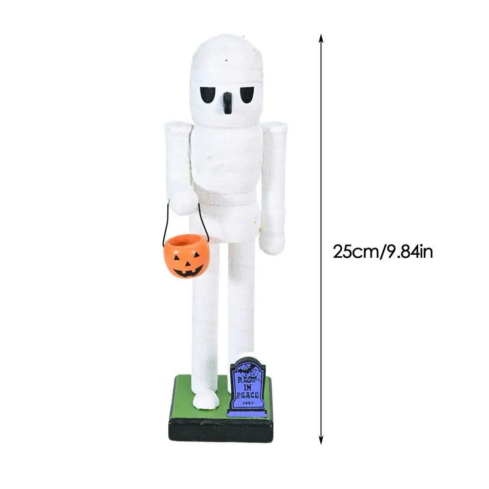 Halloween Nutcracker Figures Wooden Nutcracker Soldier Holiday Decor Goody Bag Fillers Spooky Decor Figurine for Home Display Peaceful Pleasures Health and Wellness mummy CN