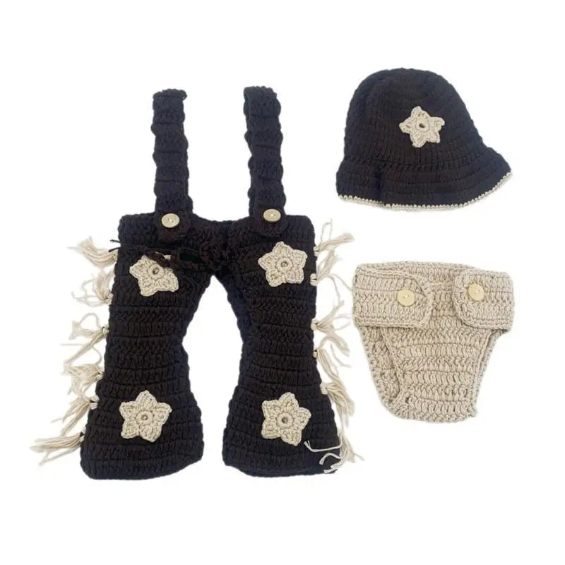 Newborn Crochet Photography Outfit – Hat, Pants & Diaper Set