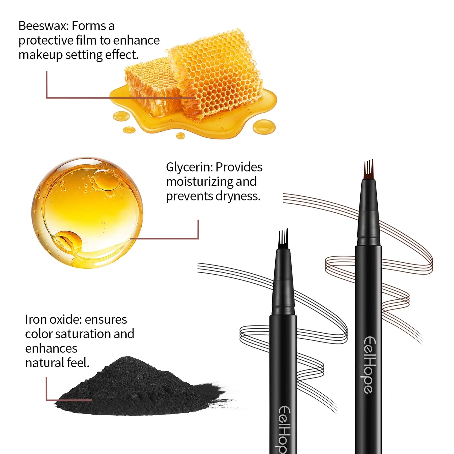 Eelhope 4-Pronged Eyebrow Pencil – Waterproof Micro Tip 3D