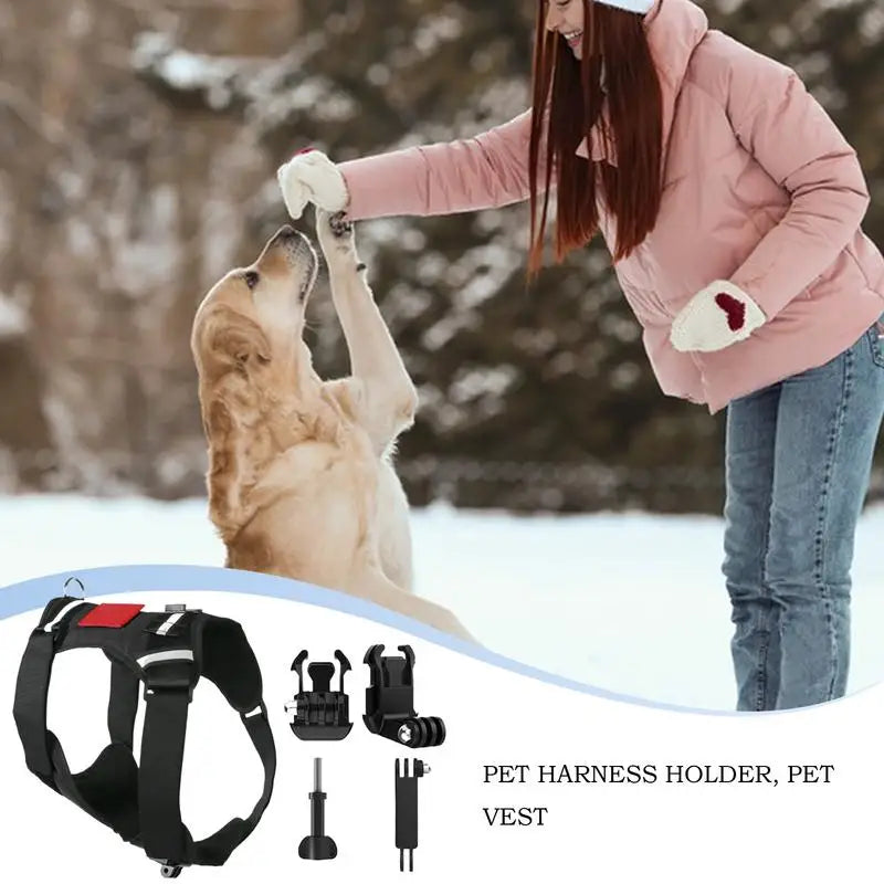 Dog Harness For Camera Soft Adjustable Dog Harness Vest Pet Chest And Back Fixation With Mounting Base Small Animal Accessories Peaceful Pleasures Health and Wellness