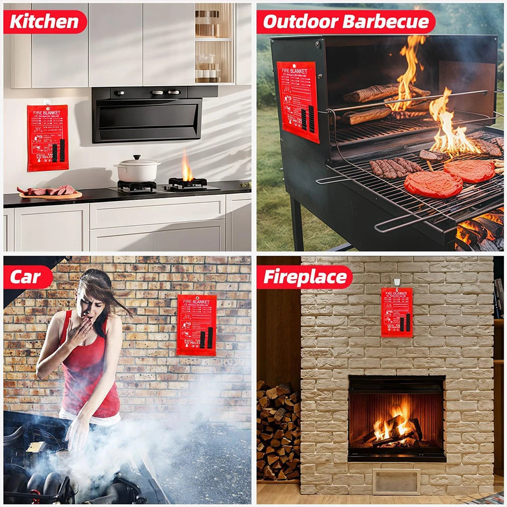 Fire Blanket 1/1.2/2M Easy & Quick Unfolding Fire Blanket Lightweight Emergency Fire Blanket for Home Kitchen Garage Office Peaceful Pleasures Health and Wellness