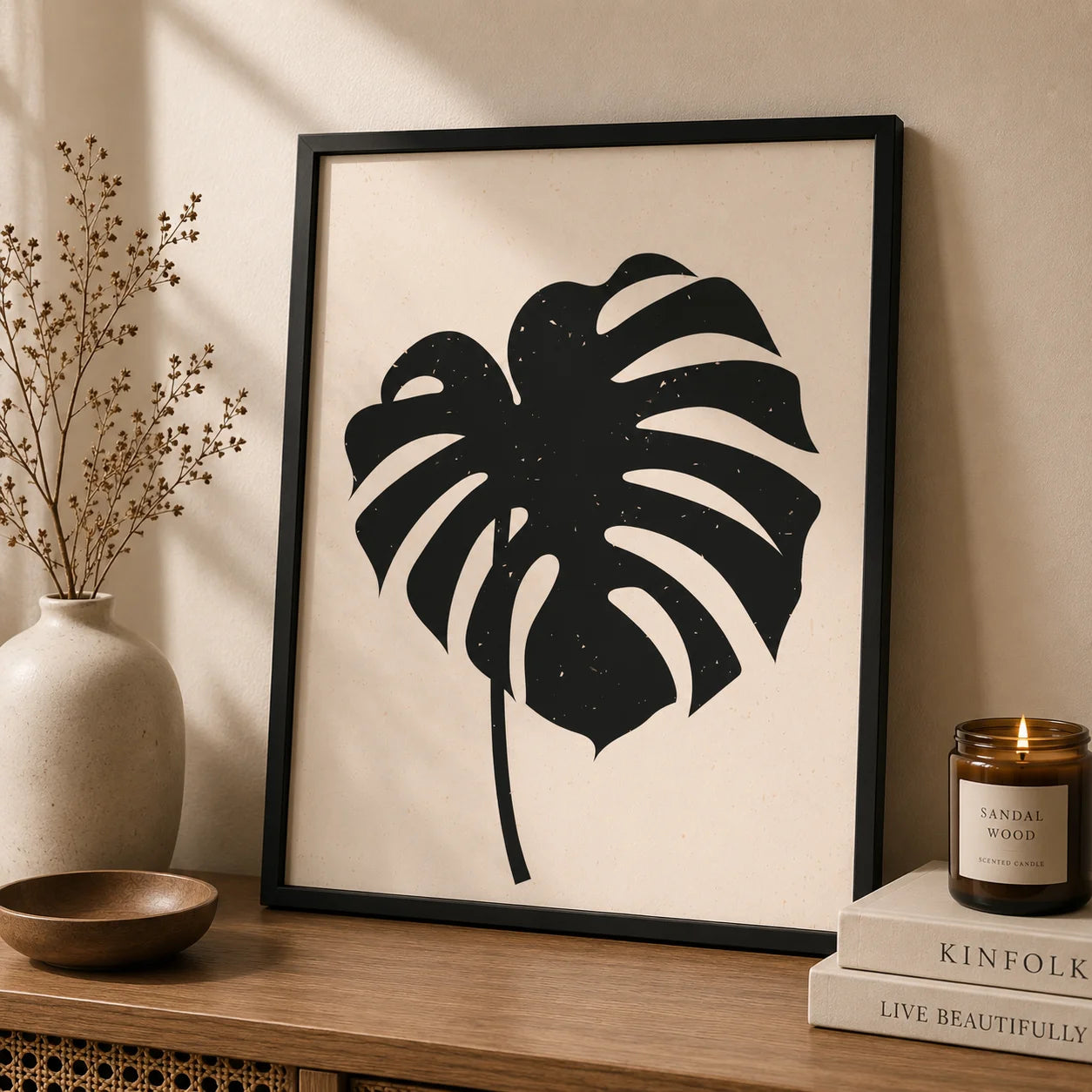 Minimalist Plant Wall Art, Black White Monstera Leaf Canvas Painting, Botanical Poster Print for Bedroom Living Room Wall Decor Peaceful Pleasures Health and Wellness