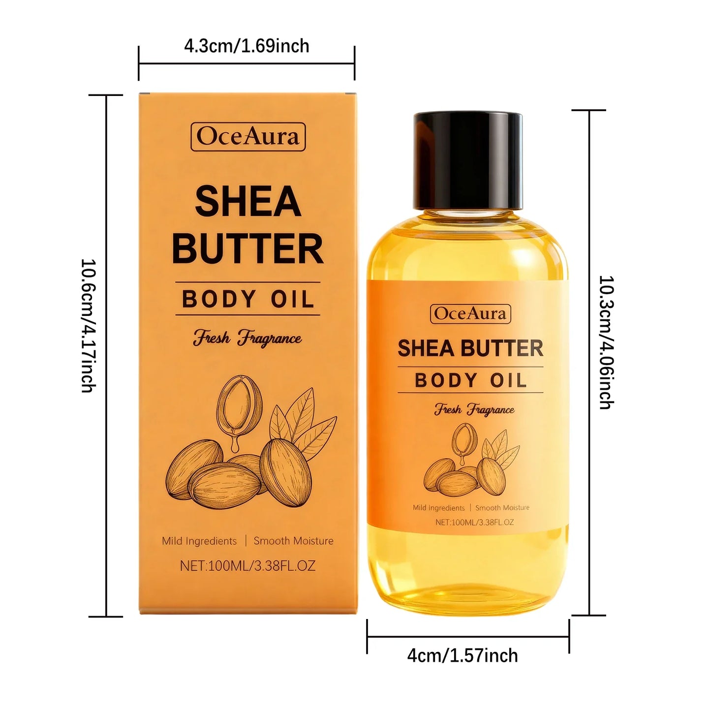 OceAura Shea Butter Body Oil – Fast-Absorbing Dry Skin 100ml
