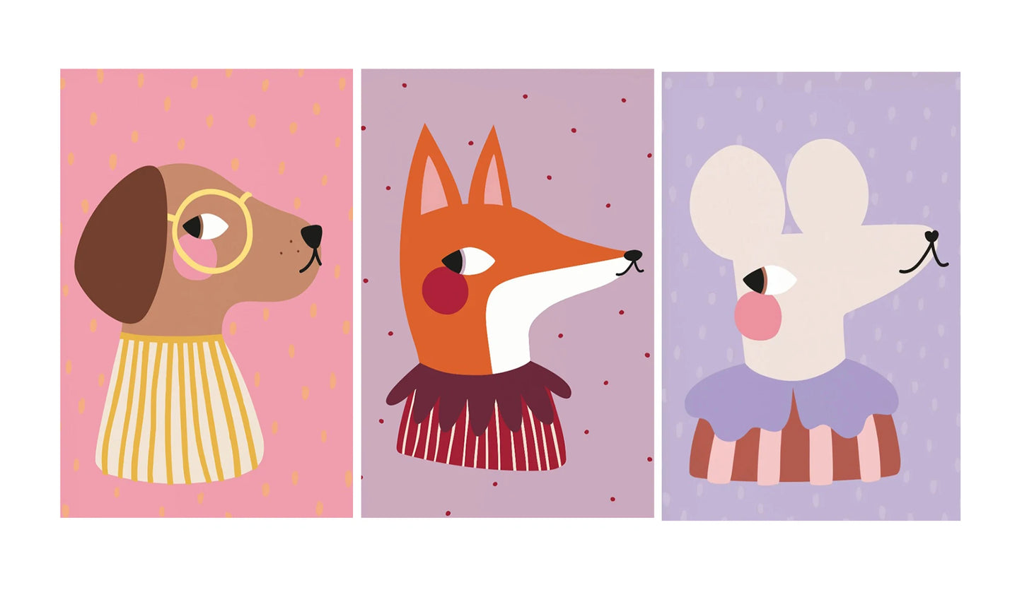 Cute Animals Canvas Print – Kids Nursery Wall Art Poster