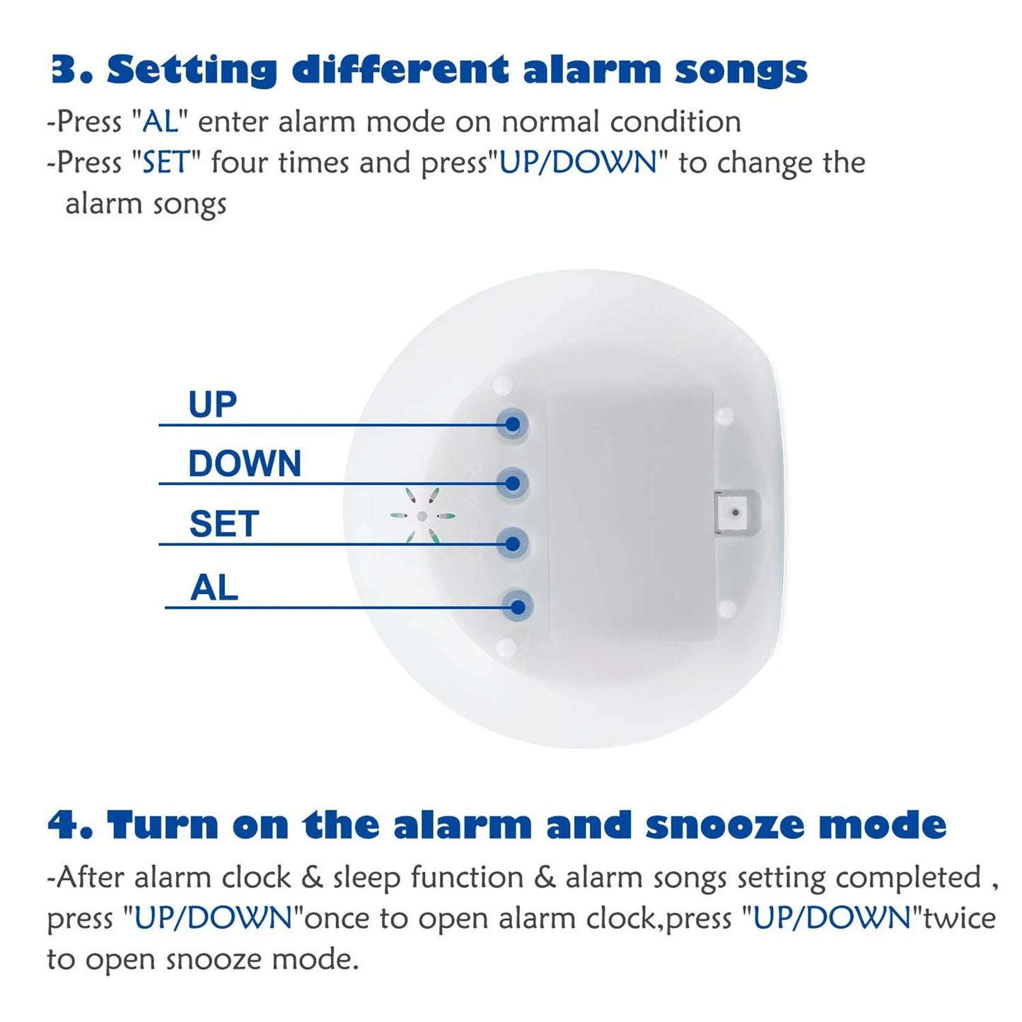 A36T-2X Kids Alarm Clock - Wake Up Light Digital Clock With 7 Colors Changing, Press Control And Snooze Function For Bedrooms Peaceful Pleasures Health and Wellness Blue white