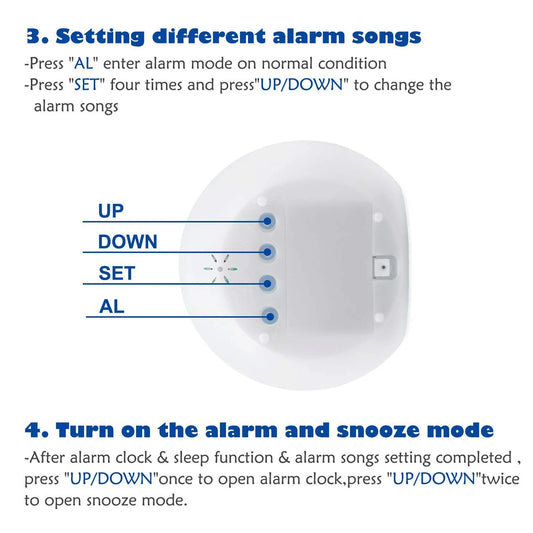 A36T-2X Kids Alarm Clock - Wake Up Light Digital Clock With 7 Colors Changing, Press Control And Snooze Function For Bedrooms Peaceful Pleasures Health and Wellness Blue white