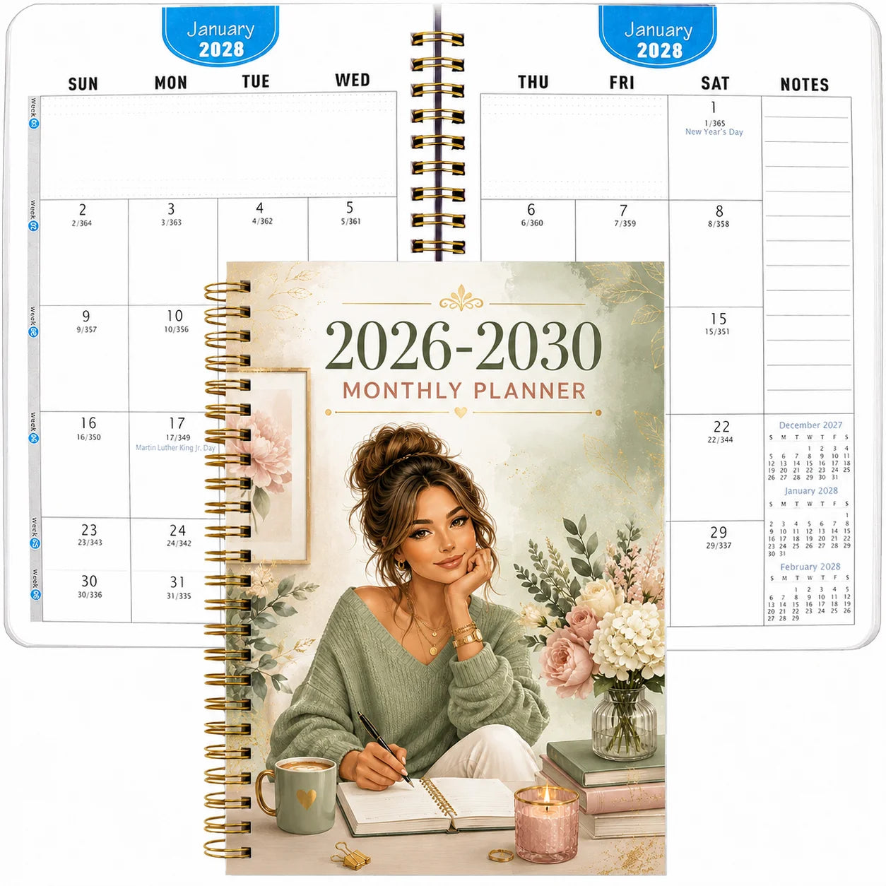 2026-2030 Monthly Planner Journal A5 Spiral-bound Life Organizer
