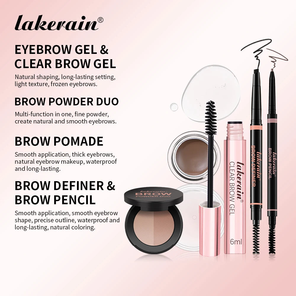 Double Ended Eyebrow Set With Brow Pencil,Brow Powder,Gel,Pomade Natural Color Shape Long Lasting Precise Outline Eye Brow Makeu Peaceful Pleasures Health and Wellness