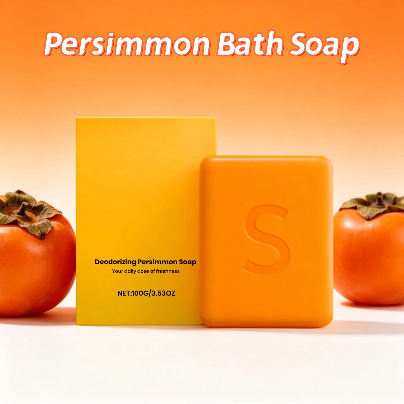 Persimmon Bath Soap Deep Cleanse Remove Body Excess Oil Refresh Skin Moisturize Skins Fruity Scent Bathing Experience Soap Bar Peaceful Pleasures Health and Wellness